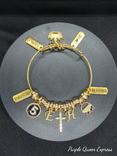 Load image into Gallery viewer, Unique Gold Charm Accent Adjustable Bangle Bracelets