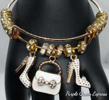 Load image into Gallery viewer, Unique Gold Charm Accent Adjustable Bangle Bracelets