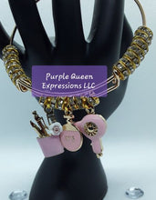 Load image into Gallery viewer, Unique Gold Charm Accent Adjustable Bangle Bracelets