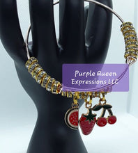 Load image into Gallery viewer, Unique Gold Charm Accent Adjustable Bangle Bracelets