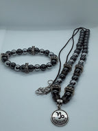 Custom Men's Hematite Stone Necklace and Bracelet