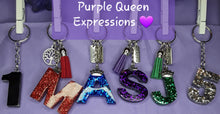 Load image into Gallery viewer, Custom Glitter Resin Initial Key Chain Accents
